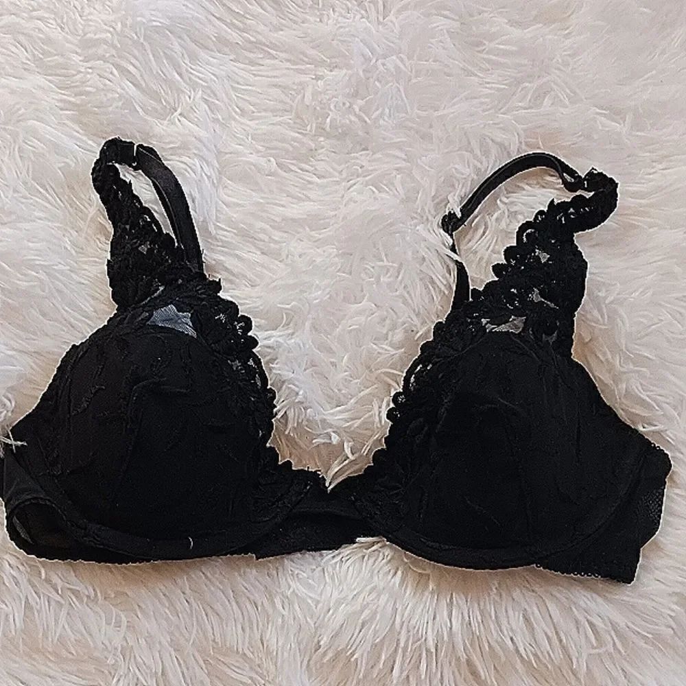 Wacoal Lace Underwire Bra 34B Black Floral Lace